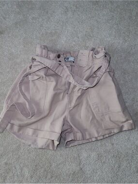 ASOS Blush Paperbag High-Waist Shorts with Self-Tie